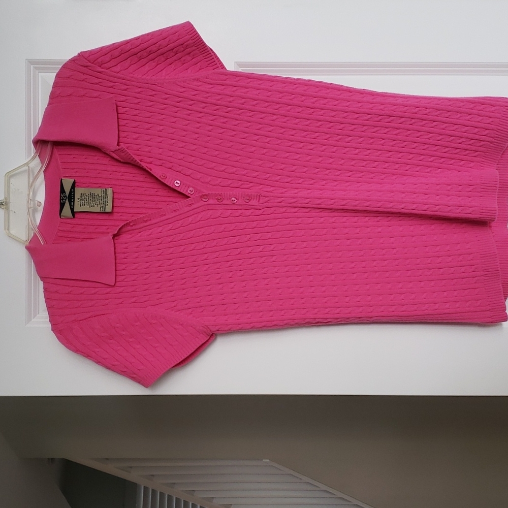 525 America,  Size L, ladies pink cable knit polo